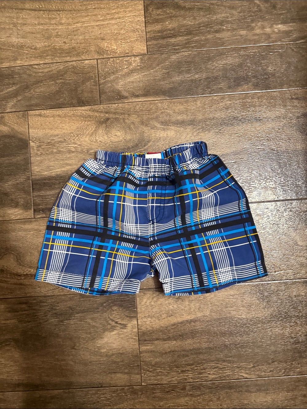 Charlie Rocket Blue Plaid Elastic-Waist Shorts